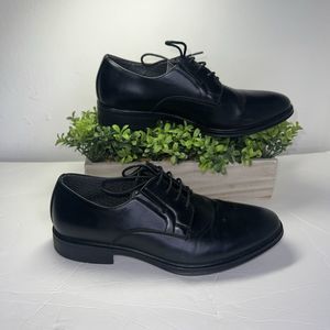 Perry Ellis Portfolio Black Leather Size 8.5 M Stanley Oxford Round Toe Used